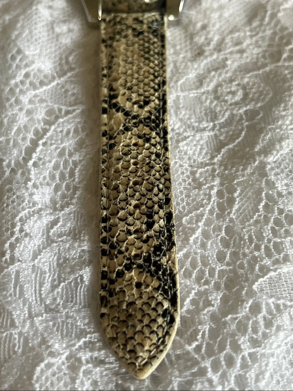 Crystal Bezel Fashion Quartz Watch - Snake Print Band